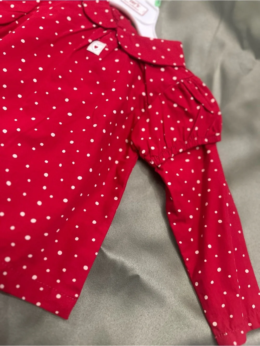 Carter's Red Long-Sleeve Polka Dot Top with Peter Pan Collar